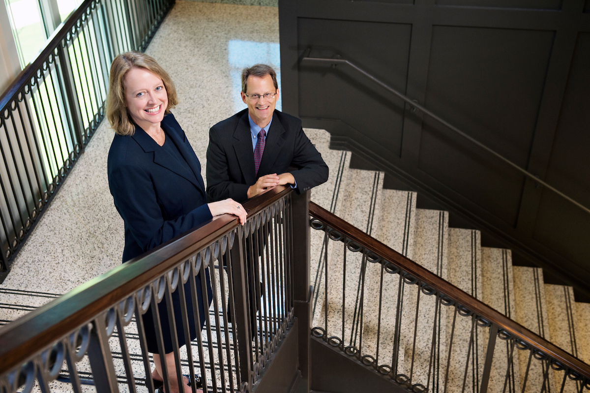 teachers standing on stairs